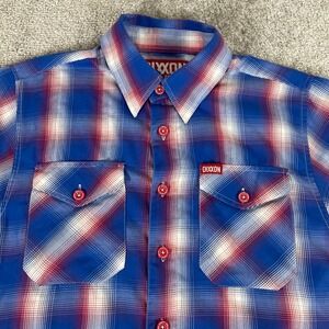 Dixxon Flannel Shirt Mens Extra Small Glory Plaid USA Bamboo Short Sleeve Button